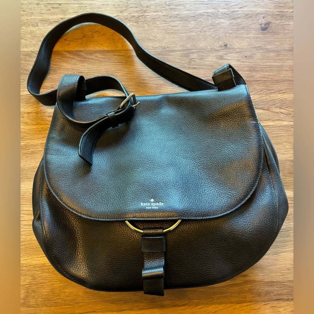 Kate Spade Black Leather Flap Bag- Like New